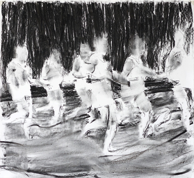 Sebastian Hosu: Friendly Wave, 2019, charcoal on paper, 78 x 85 cm

